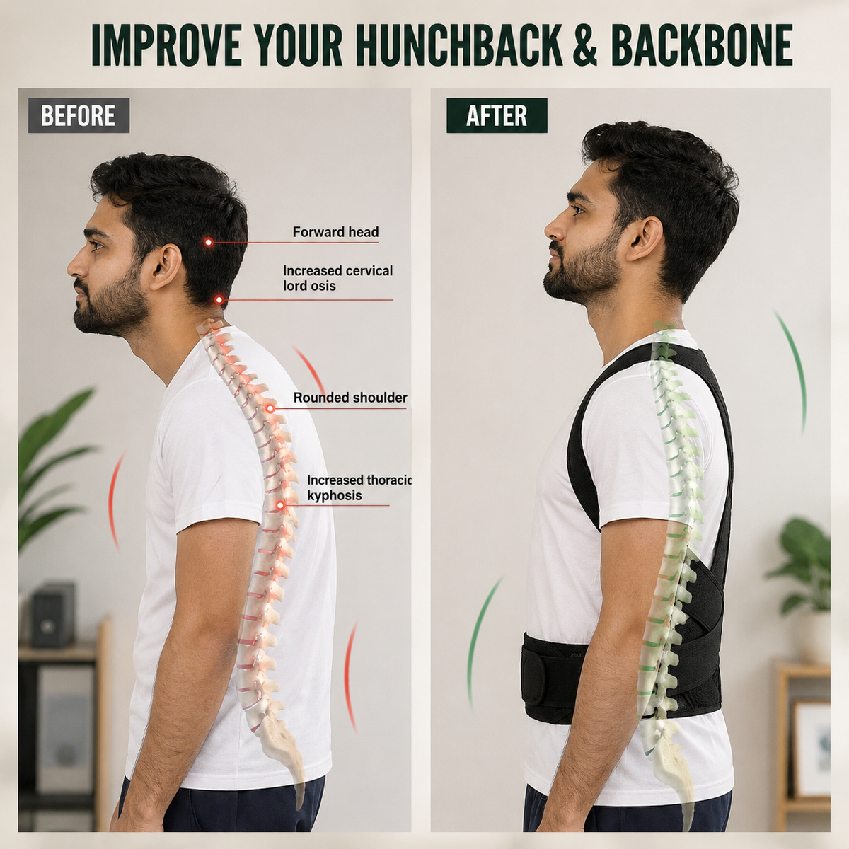 Breathable Posture Corrector Belt for Men & Women – Adjustable Back Support